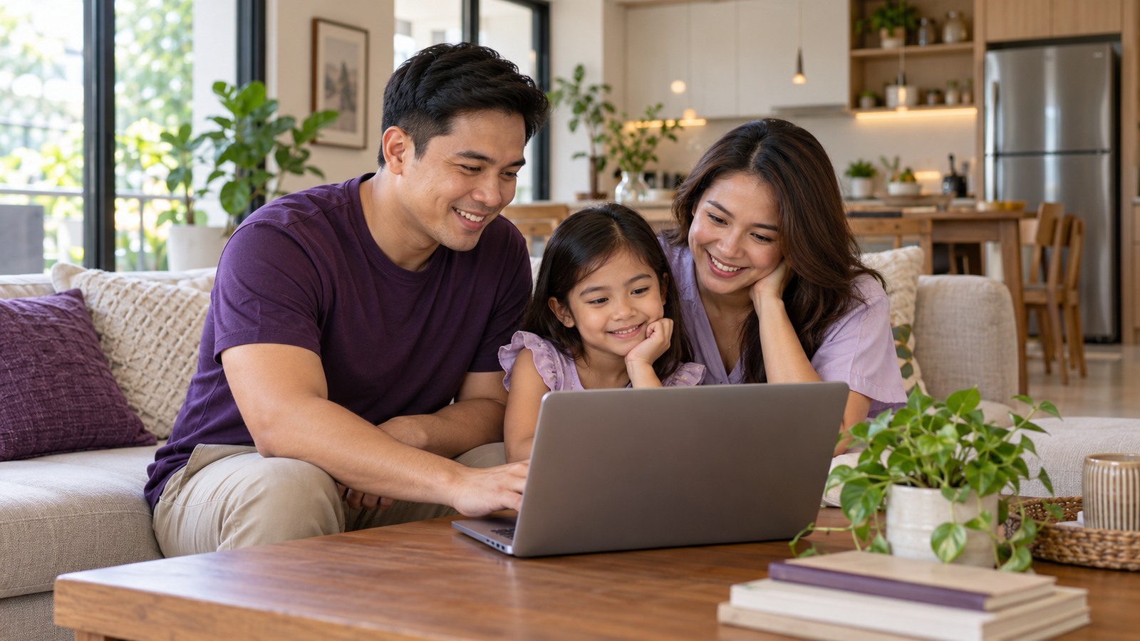 Filipino family reviewing their home finances together